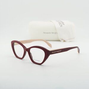 Alexander McQueen AM0360O 004 Cat Eye Eyeglasses 52mm - Red/Beige